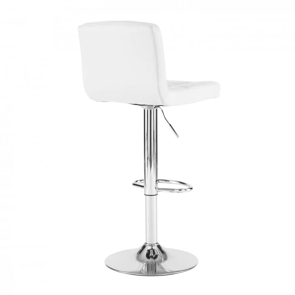 Neo White Faux Leather Swivel Bar Stool with Polished Chrome Leg