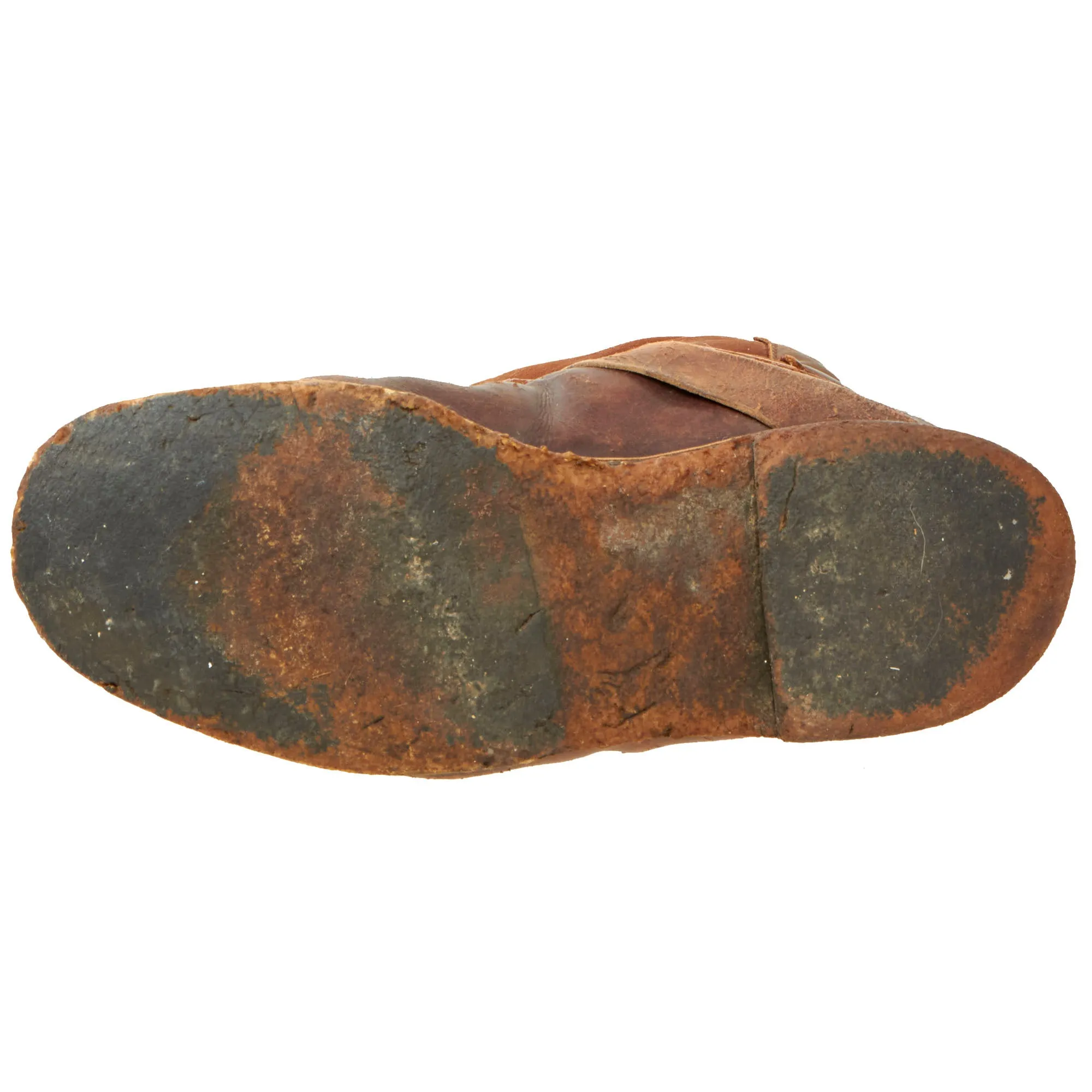 Original German WWII Luftwaffe Fleece-Lined Brown Leather Single-Zip Pilot Flying Boots