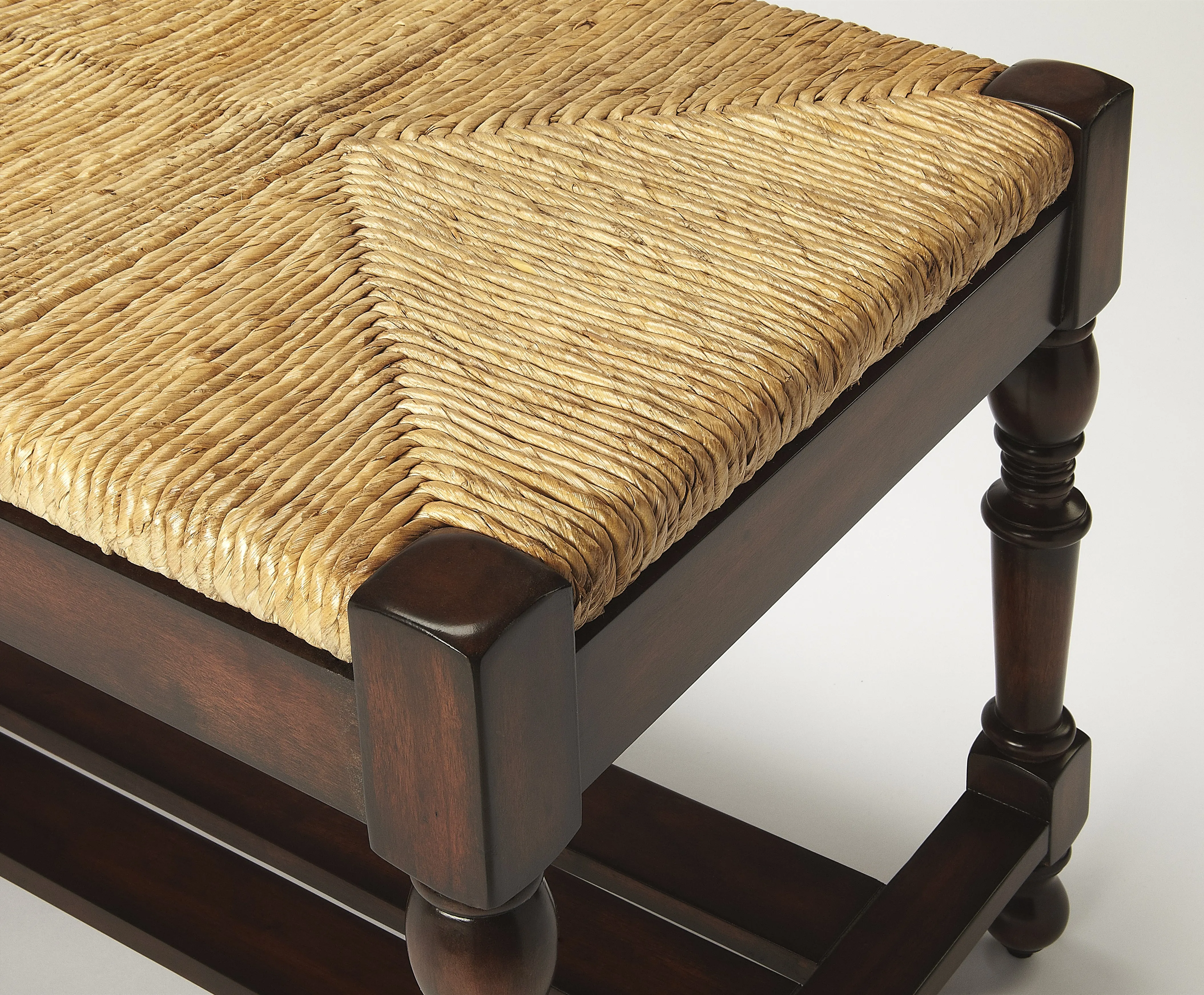 Ravello Woven Wicker 28"W Bench in Dark Brown  1299070