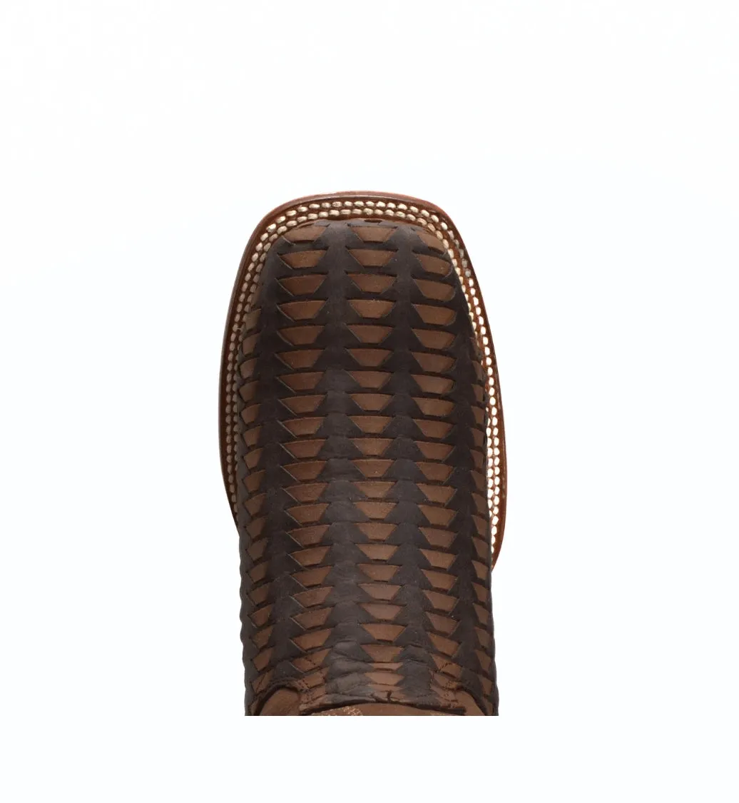 Rodeo Cartie 816 Brown Combo Men's Western Boots: Square Toe Cowboy & Rodeo Boots with Genuine Leather Belt