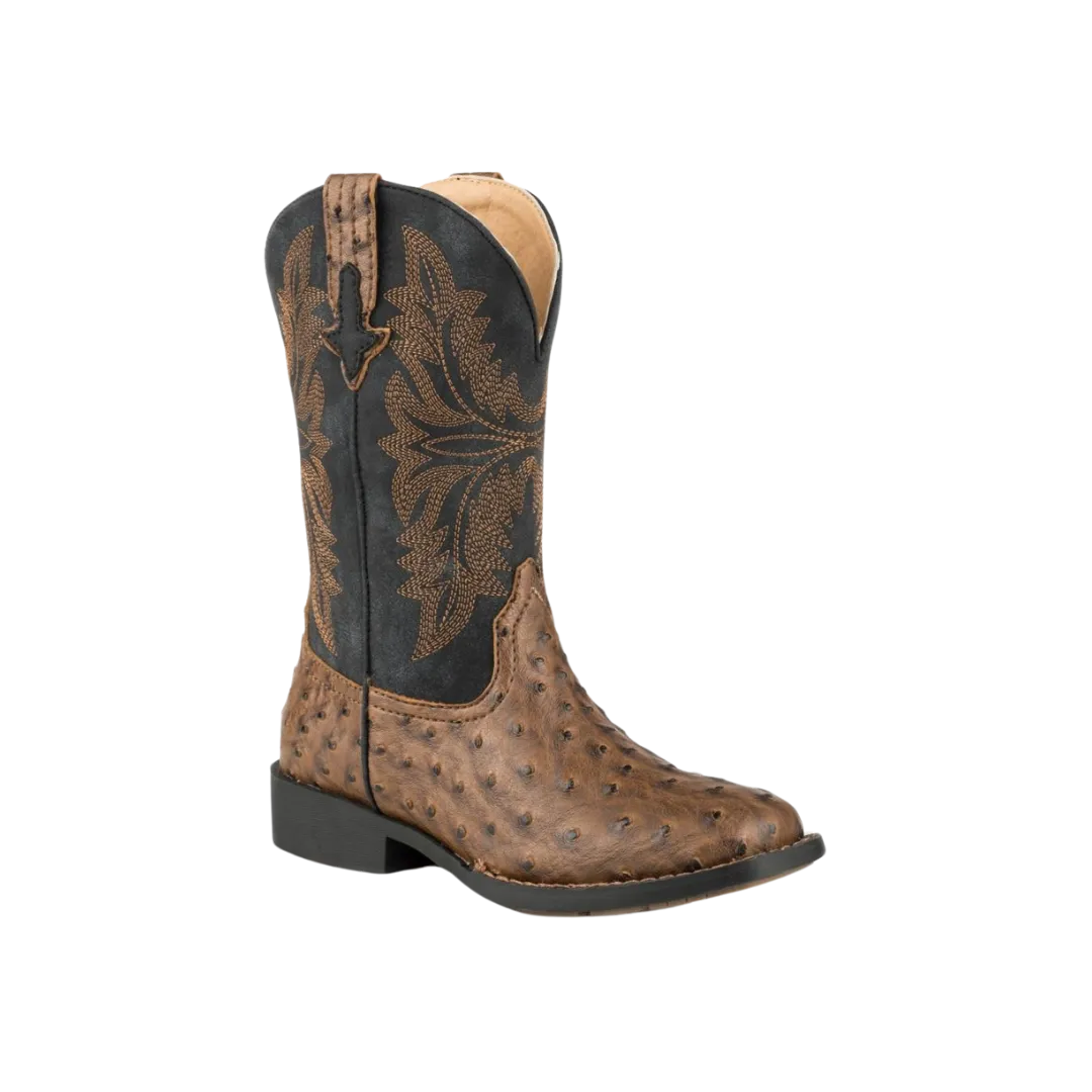 Roper Footwear Kid's Shaft Ostrich Print Vamp Cowboy Boot