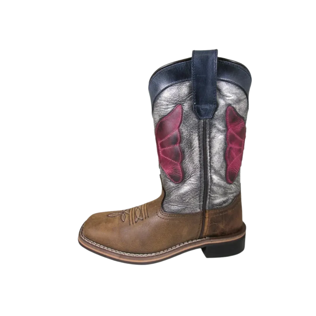 Smoky Mountain Kid's Riley Vintage Brown Black Leather Western Boot