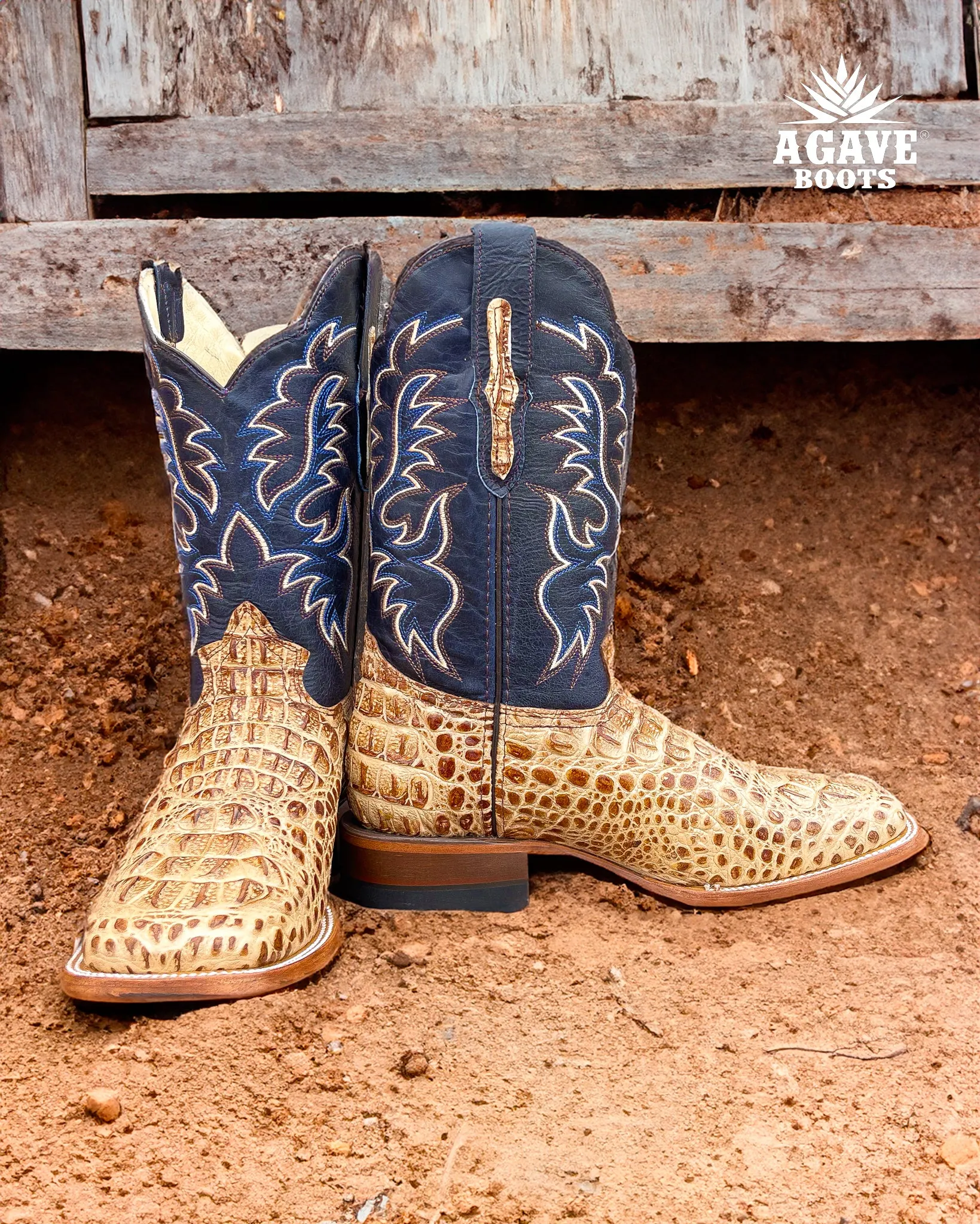 TAN CAIMAN HORNBACK | MEN SQUARE TOE BOOTS