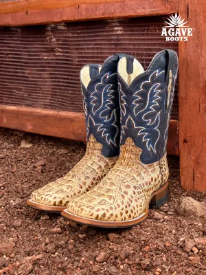 TAN CAIMAN HORNBACK | MEN SQUARE TOE BOOTS
