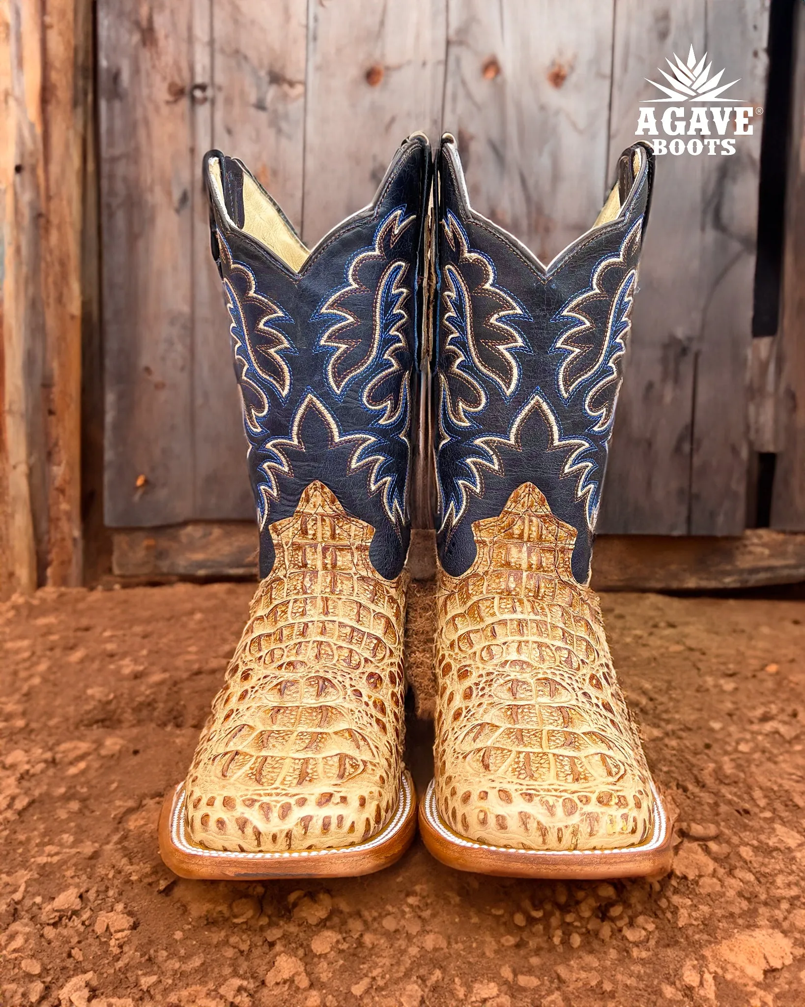 TAN CAIMAN HORNBACK | MEN SQUARE TOE BOOTS