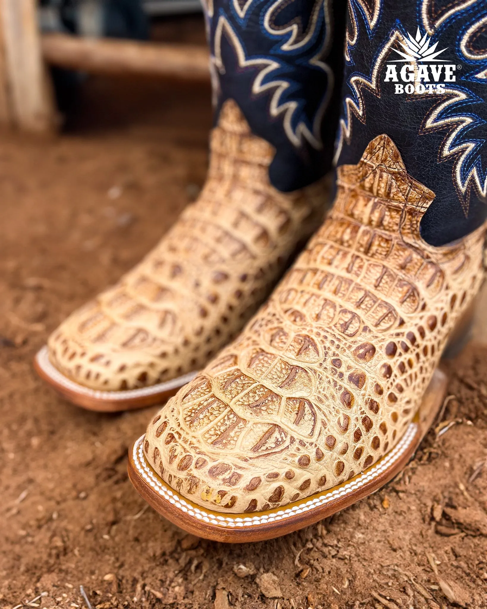 TAN CAIMAN HORNBACK | MEN SQUARE TOE BOOTS