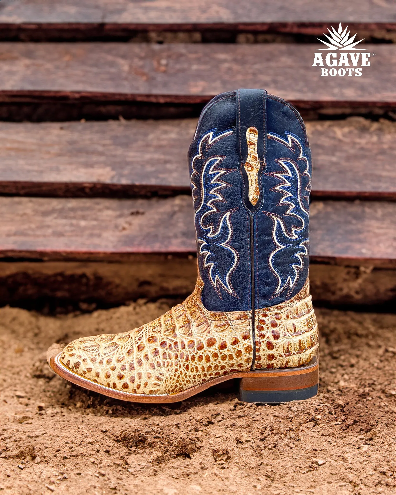 TAN CAIMAN HORNBACK | MEN SQUARE TOE BOOTS