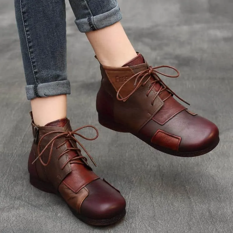 Winter Ethnic Style Retro Leather Stitching Boots 35-42 | Updated