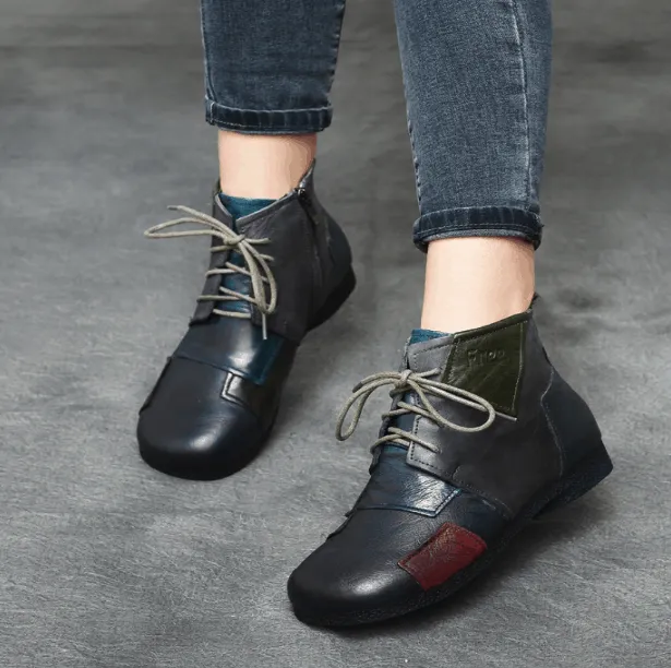 Winter Ethnic Style Retro Leather Stitching Boots 35-42 | Updated