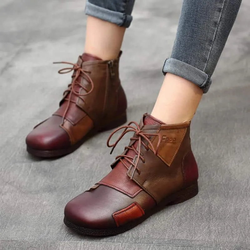 Winter Ethnic Style Retro Leather Stitching Boots 35-42 | Updated