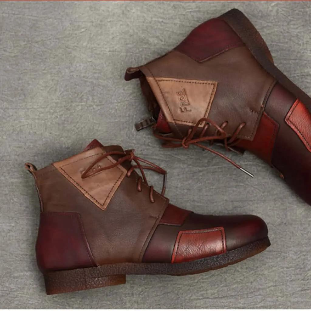 Winter Ethnic Style Retro Leather Stitching Boots 35-42 | Updated
