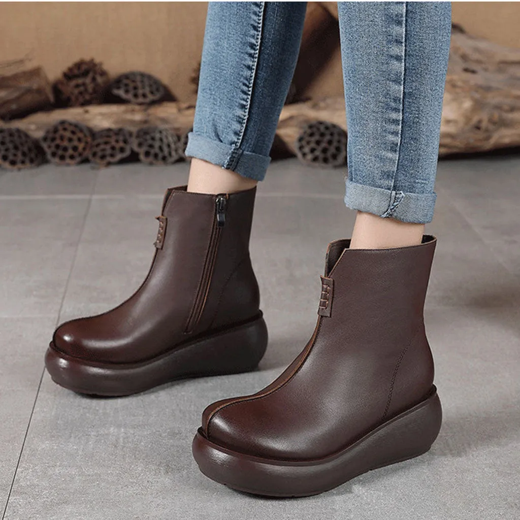 Winter Velvet Handmade Retro Wedge Boots