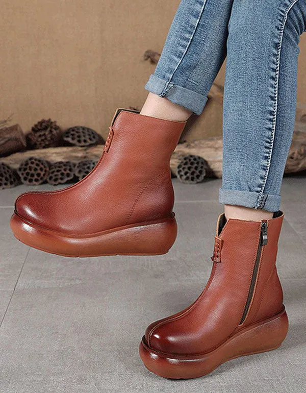 Winter Velvet Handmade Retro Wedge Boots