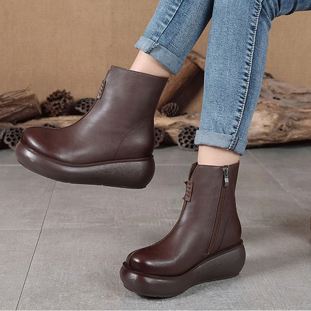 Winter Velvet Handmade Retro Wedge Boots