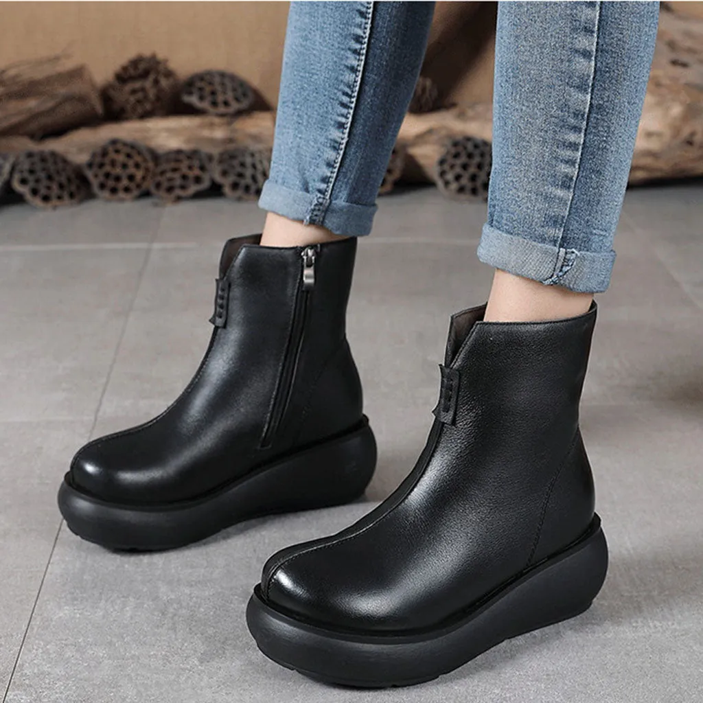 Winter Velvet Handmade Retro Wedge Boots