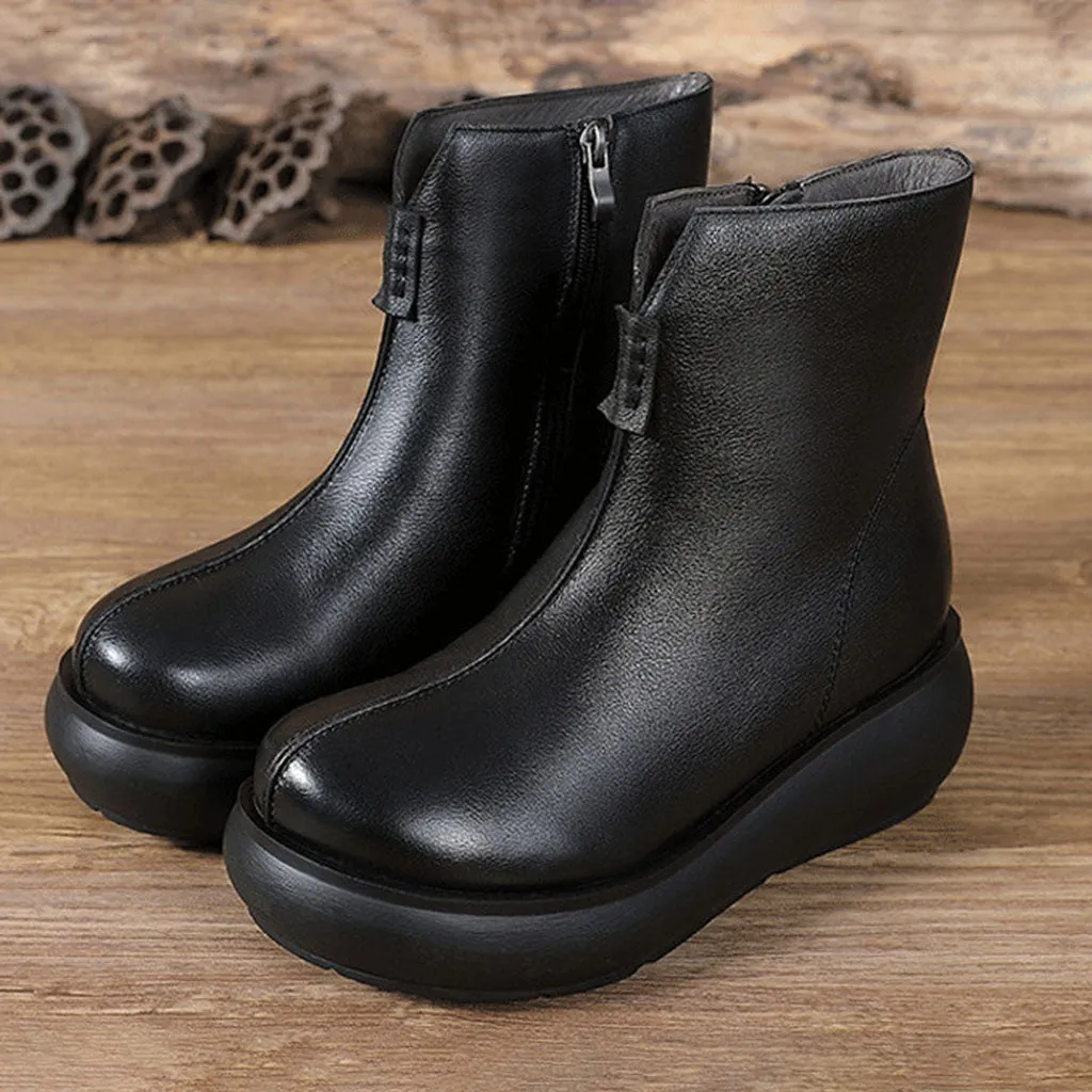 Winter Velvet Handmade Retro Wedge Boots