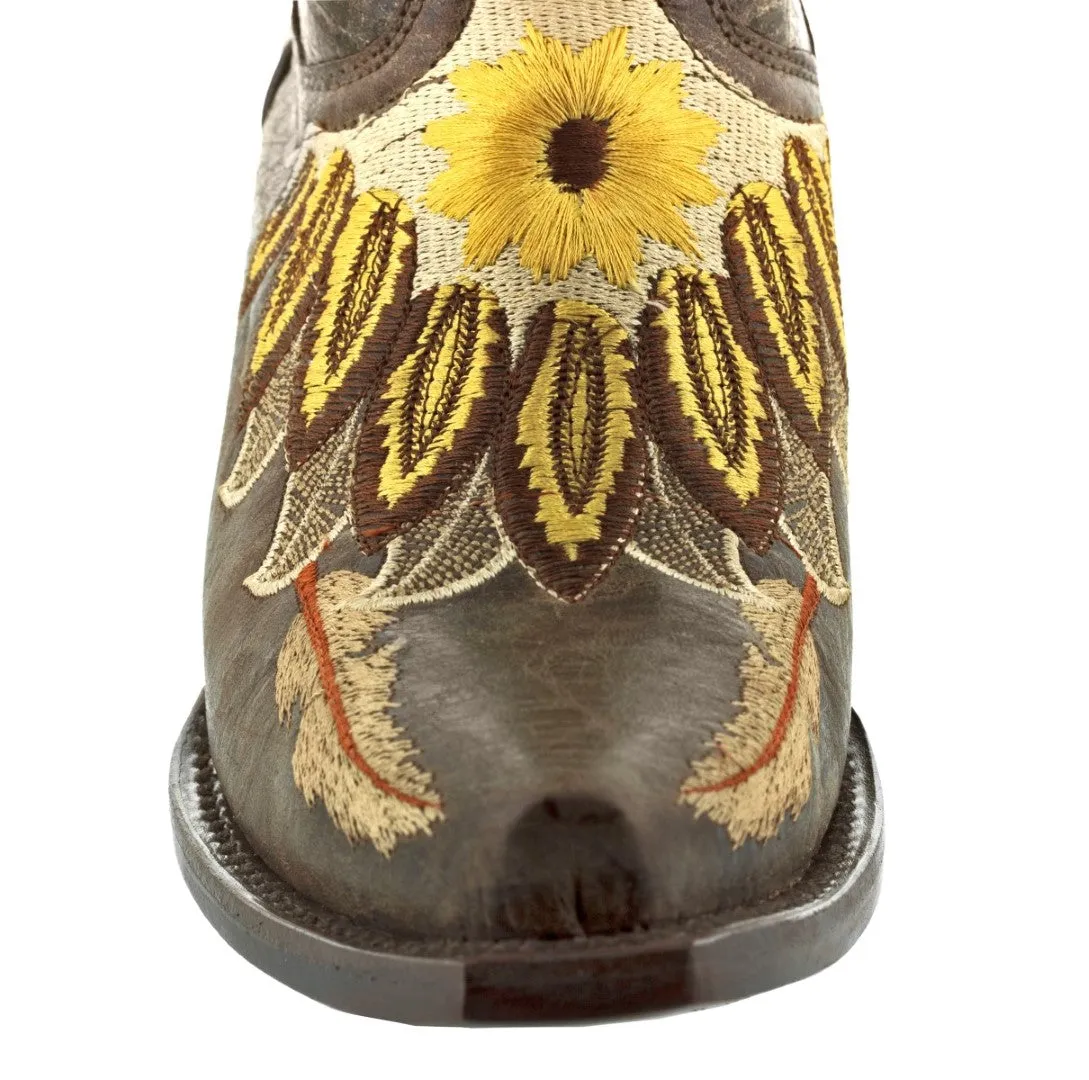 Womens Plumaje Brown Leather Cowboy Boots - Snip Toe