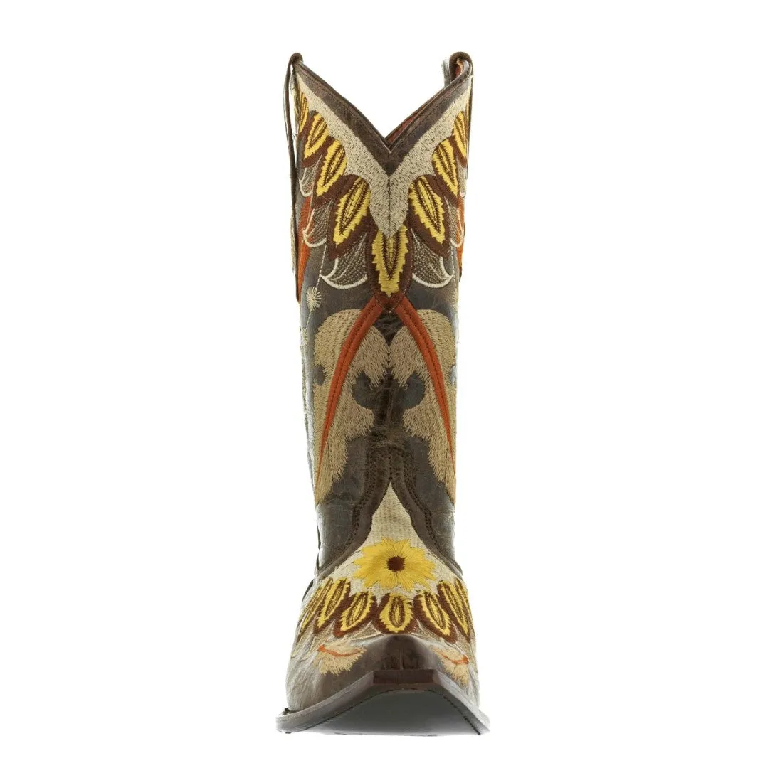 Womens Plumaje Brown Leather Cowboy Boots - Snip Toe